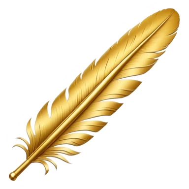 3D perspective writing premium golden ink feather sticker