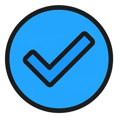 blue tick icon, simple, modern, suitable for use as a verification badge sticker