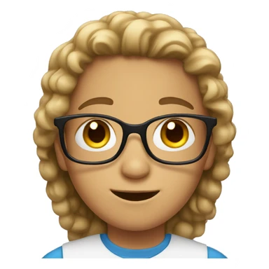 a kid with brown eyes and hair and has glasses sticker