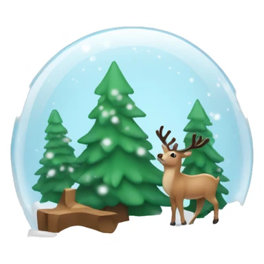 Snow globe with pine trees and reindeer inside sticker