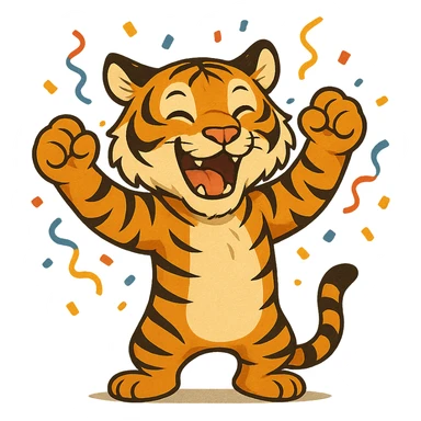 tiger celebrating, variation 5 sticker