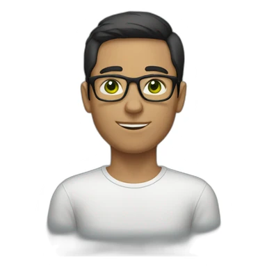 Man with dark short hair and glasses with thin frames. Whie skim green eyes.  sticker