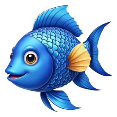 blue happy fish from the left side sticker