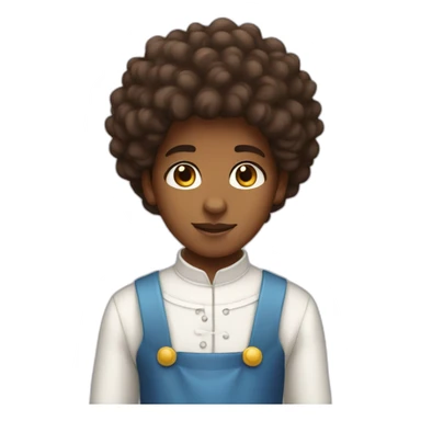 a brown-skinned boy with an afro in a maid outfit sticker