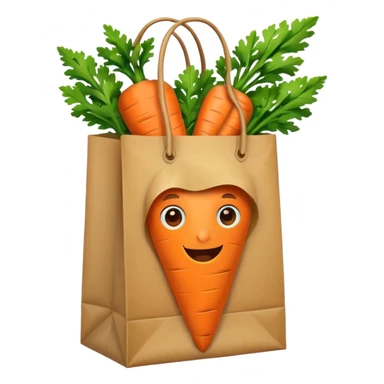 paper shopping bag with carrot. Transparent background sticker