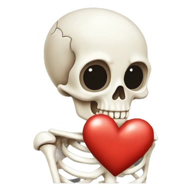 Skeleton with a heart ￼ sticker