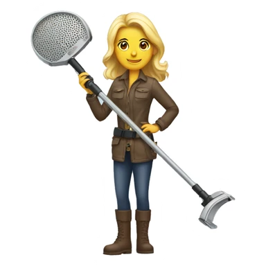 Pretty woman holding a metal detector fun sticker