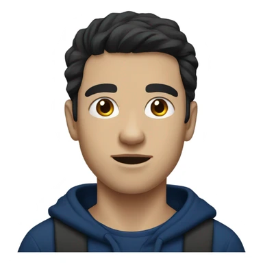 homeless white boy with black hair in a dark blue sweater sticker