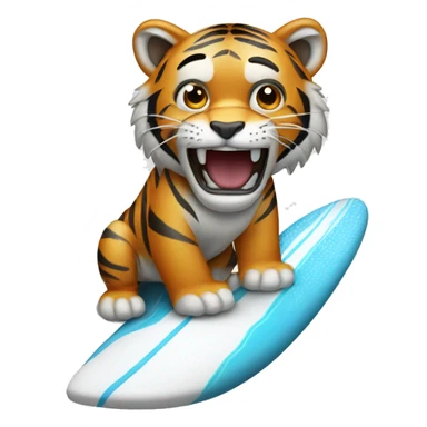 a tiger Crying on a surf board sticker