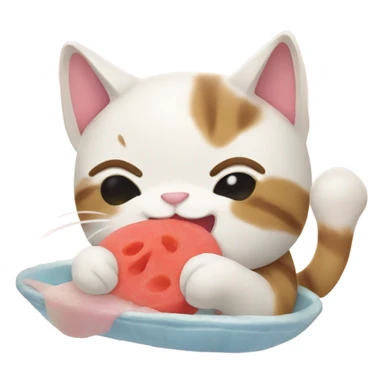 Cat eating mochi sticker