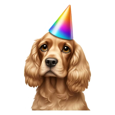 cocker spaniel with party hat sticker