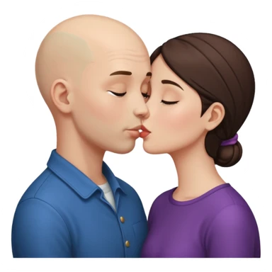 Tall Bald boy kissing a brunette girl  sticker