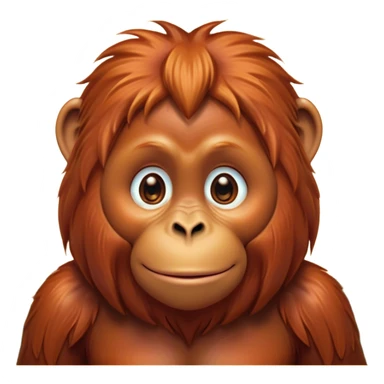 Cinematic Cute Orangutan Portrait Emoji, Head tilted playfully and inquisitively, with a gentle, expressive face accented by soft, flowing fur and round, sparkling eyes brimming with warmth, Simplified yet irresistibly adorable features, highly detailed, glowing with a warm, friendly glow, high shine, affectionate and lively, stylized with a touch of jungle whimsy, bright and endearing, soft glowing outline, capturing the essence of a mischievous yet loving orangutan that seems as if it could swing out of the screen into your arms! sticker