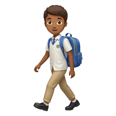 Boy walking to  in  uniform and backpack, full body sticker