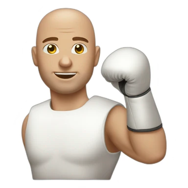 Bald white man box gloves sticker