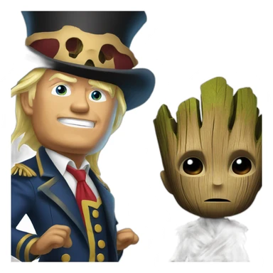 Trump as piratespars with groot sticker