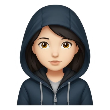 girl with a hood on with dark hair sticker