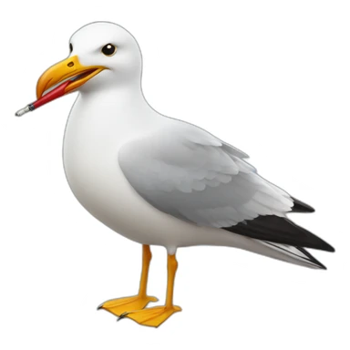 Seagull smoking a sigaret while holding a glass of beer sticker