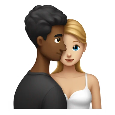 caramel man with brown hair kissing white girl with black hair   sticker