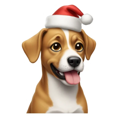 Dog with christmas cap sticker