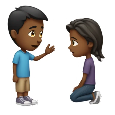 Boy apologizing to girl sticker