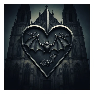 gothic heart with a bat motif sticker