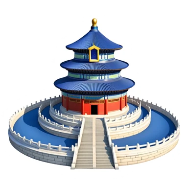 Temple of Heaven in Beijing, circular blue roof temple, ancient Chinese religious building, emoji style sticker
