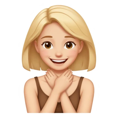 girl crossing hands on her neck laughing sticker