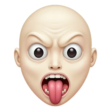 scary face with widened eyes and tongue sticking out sticker