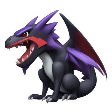 Black Cool Edgy Nargacuga-Garchomp-Noivern-Noibat Fakémon  with White and Red and purple and black Edgy markings sticker