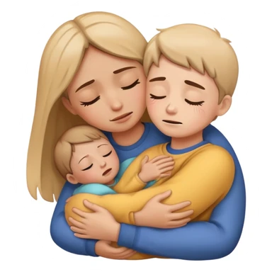 comforting parent hugging a crying child, warm and caring sticker