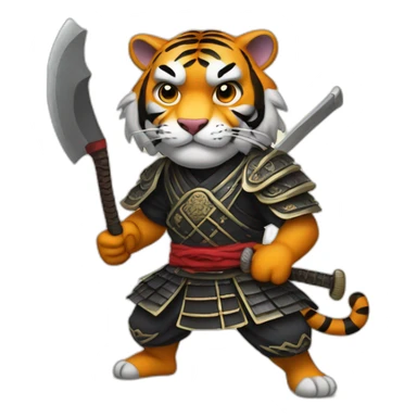 Tiger samurai holding axe sticker