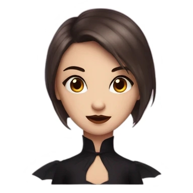 vampire girl with very short brown hair, stars on her eyes, claws sticker