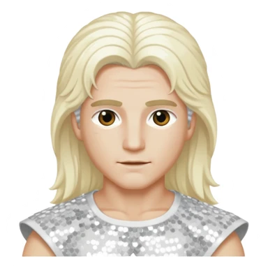 Apollo, God of Light from Gods and Goddesses with long white blonde hair, white sequin outfit sticker