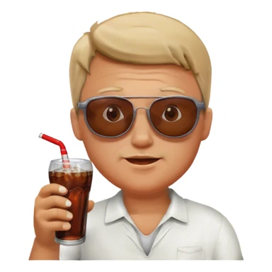 a white guy face in sunglasses drinks cola sticker