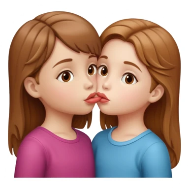 two little gals kissing on the lips sticker