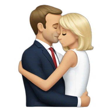 Emmanuel Macron and Brigitte Macron cuddling sticker