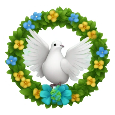 A dove with a green blooming peace wreath sticker
