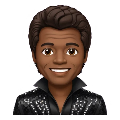 James Brown with dark brown hair, black sequin outfit  sticker