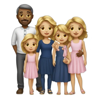 a french family of 4 with 2 parents and 2 girls twins sticker
