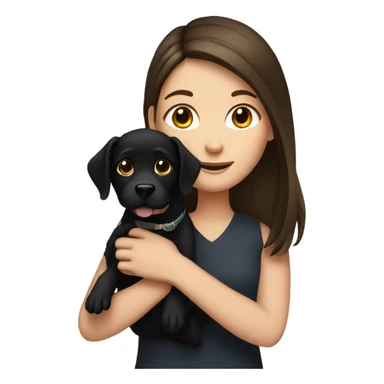 Brunette white girl holding black dog sticker