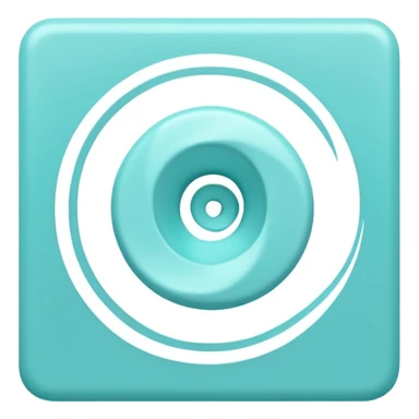 a Tiny compressed Stylized light-turquoise whirlwind symbol inside a pastel white square icon, light turquoise borders icon sticker