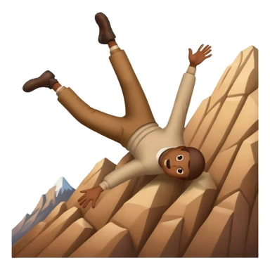 apple style emoji of a man flipping head over heels as he falls past a mountain sticker