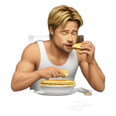 Brad Pitt eating pancakes sticker