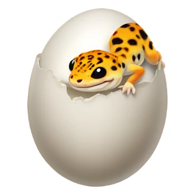 Orange leopard gecko emerges from egg sticker