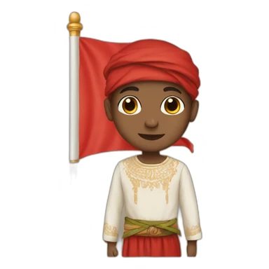 A Boy has a Maroccan flag sticker