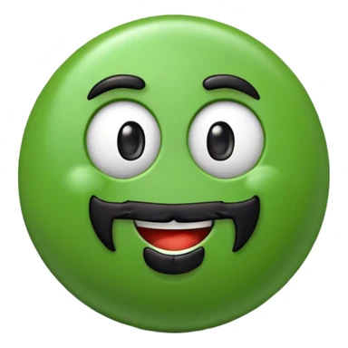 green m&m candy character with a black beard sticker