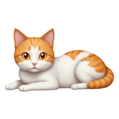 full body tiny short hair ginger and white cat with orange eyes lying down sticker