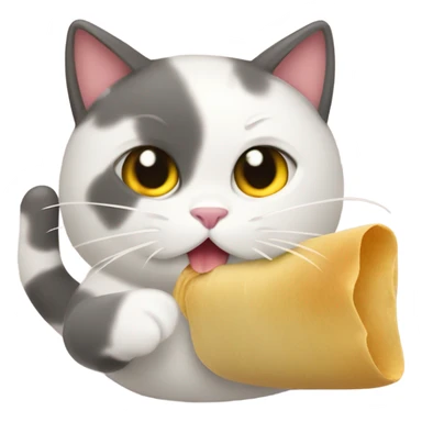 a fat cat eating a tamal sticker