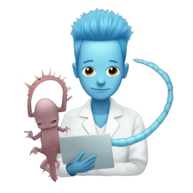 Blue hair guy is using xray, behind brown axolotle sticker